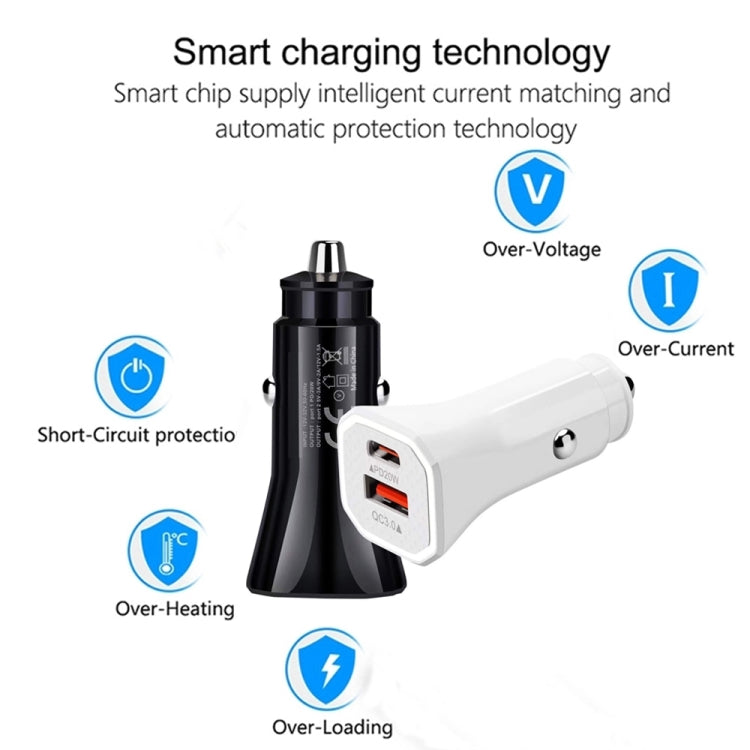 TE-P22 38W PD USB-C / Type-C + QC3. 0 USB Car Charger with 1m USB to 8 Pin Data Cable(White) - Car Charger by PMC Jewellery | Online Shopping South Africa | PMC Jewellery