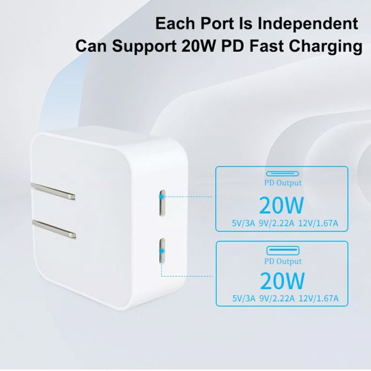 SDC-40W Dual PD USB-C / Type-C Ports Charger with 1m Type-C to 8 Pin Data Cable, UK Plug - USB Charger by PMC Jewellery | Online Shopping South Africa | PMC Jewellery