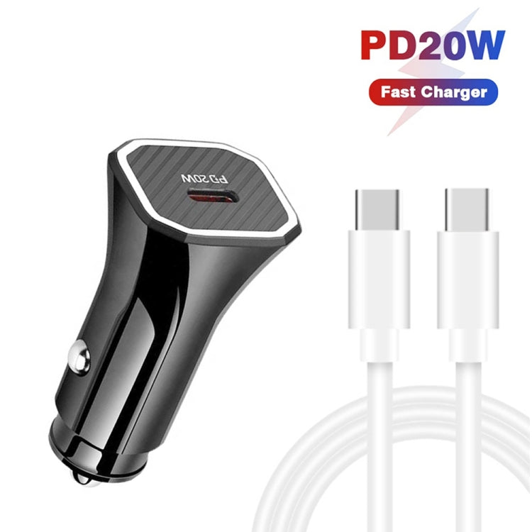TE-P2 PD20W USB-C / Type-C Car Charger with Type-C to Type-C Data Cable(White) - Car Charger by PMC Jewellery | Online Shopping South Africa | PMC Jewellery