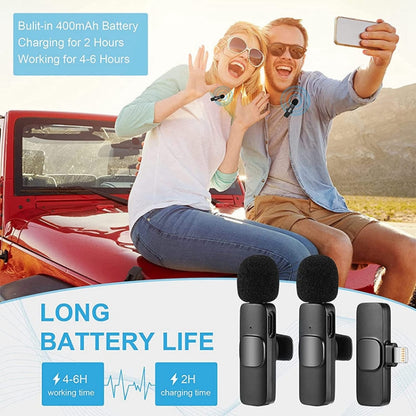 K9 2 in 1 Wireless Clip-on Auto Noise Cancelling Live Mini Microphone, Port: 8 Pin - Microphone by PMC Jewellery | Online Shopping South Africa | PMC Jewellery