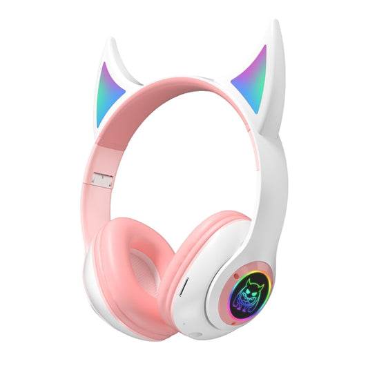 STN25 Devil Ear RGB Light Wireless Music Headset For Children with Mic(White) - Headset & Headphone by PMC Jewellery | Online Shopping South Africa | PMC Jewellery