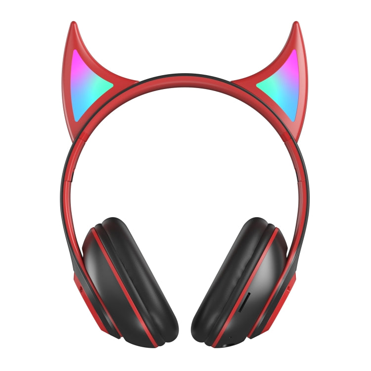 STN25 Devil Ear RGB Light Wireless Music Headset For Children with Mic(Black+Red) - Headset & Headphone by PMC Jewellery | Online Shopping South Africa | PMC Jewellery