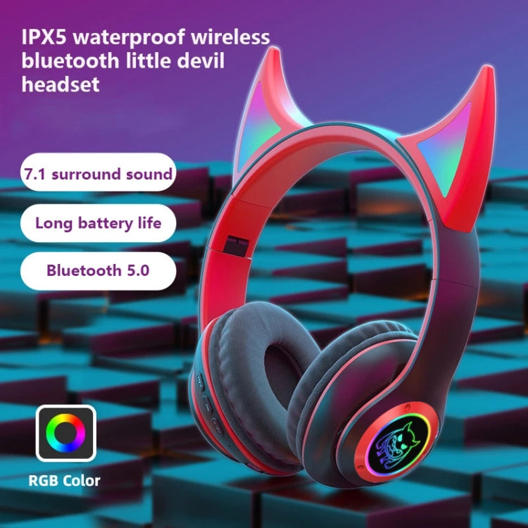 STN25 Devil Ear RGB Light Wireless Music Headset For Children with Mic(White) - Headset & Headphone by PMC Jewellery | Online Shopping South Africa | PMC Jewellery