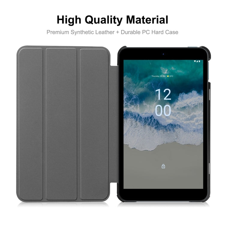 For Nokia T10 ENKAY Tri-fold Custer Texture Leather Smart Tablet Case(Dark Blue) - Others by ENKAY | Online Shopping South Africa | PMC Jewellery