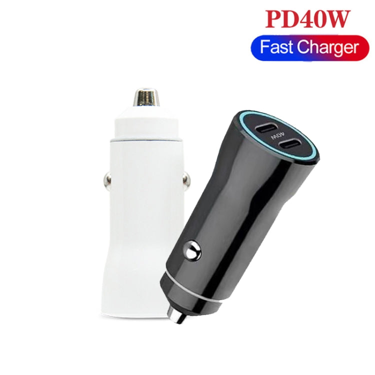 TE-P8 40W PD20W + PD20W Dual Port PD3.0 Car Charger with Type-c to Type-C Data Cable, Length: 1m(White) - Car Charger by PMC Jewellery | Online Shopping South Africa | PMC Jewellery