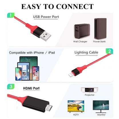 2m 1080P 8 Pin to HDMI Adapter Cable, Compatible with iPhone to HDMI Adapter(White) - Video & Audio Cable by PMC Jewellery | Online Shopping South Africa | PMC Jewellery