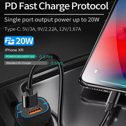 38W PD20W + QC3.0 USB Car Charger with Type-C to Type-C Data Cable, Length: 1m(Black) - Car Charger by PMC Jewellery | Online Shopping South Africa | PMC Jewellery