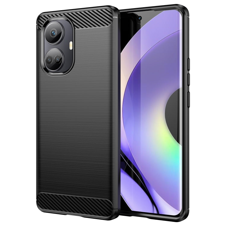 For Realme 10 Pro+ Brushed Texture Carbon Fiber TPU Phone Case(Black) - Realme 10 Pro+ Cases by PMC Jewellery | Online Shopping South Africa | PMC Jewellery