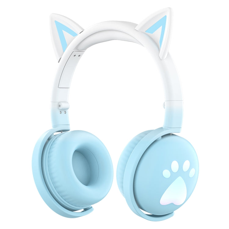 KE28 RGB Cute Cat Ears Bluetooth Wireless Music Headset with Detachable Mic(Blue) - Headset & Headphone by PMC Jewellery | Online Shopping South Africa | PMC Jewellery