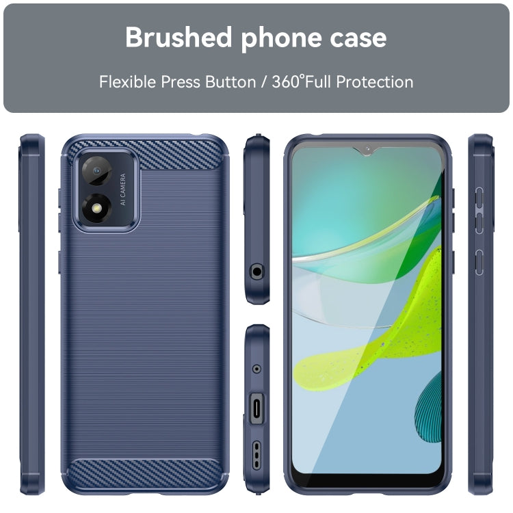 For Motorola Moto E13 Brushed Texture Carbon Fiber TPU Phone Case(Blue) - Motorola Cases by PMC Jewellery | Online Shopping South Africa | PMC Jewellery