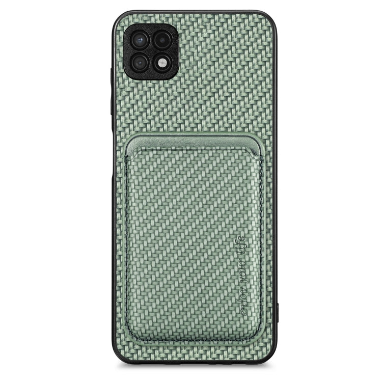 For Samsung Galaxy A22 5G Carbon Fiber Leather Card Magsafe Magnetic Phone Case(Green) - Galaxy Phone Cases by PMC Jewellery | Online Shopping South Africa | PMC Jewellery