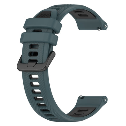 For Garmin Forerunner 265S 18mm Sports Two-Color Silicone Watch Band(Olive Green+Black) - Smart Wear by PMC Jewellery | Online Shopping South Africa | PMC Jewellery