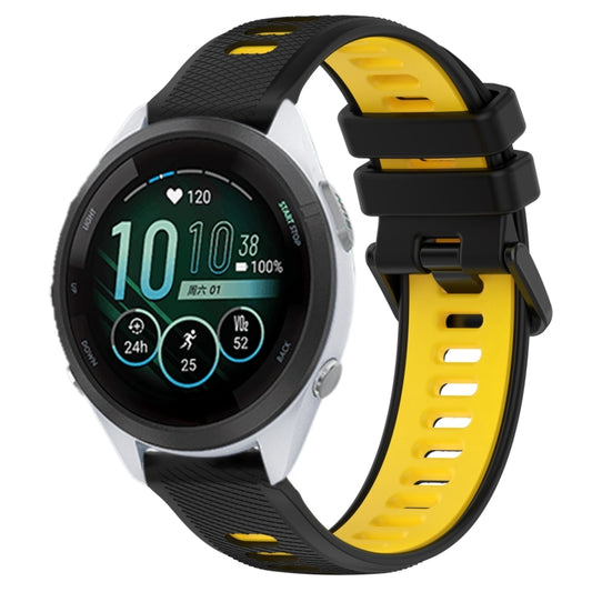 For Garmin Forerunner 265S 18mm Sports Two-Color Silicone Watch Band(Black+Yellow) -  by PMC Jewellery | Online Shopping South Africa | PMC Jewellery