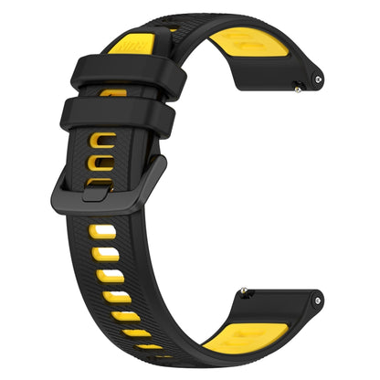 For Garmin Forerunner 265S 18mm Sports Two-Color Silicone Watch Band(Black+Yellow) -  by PMC Jewellery | Online Shopping South Africa | PMC Jewellery