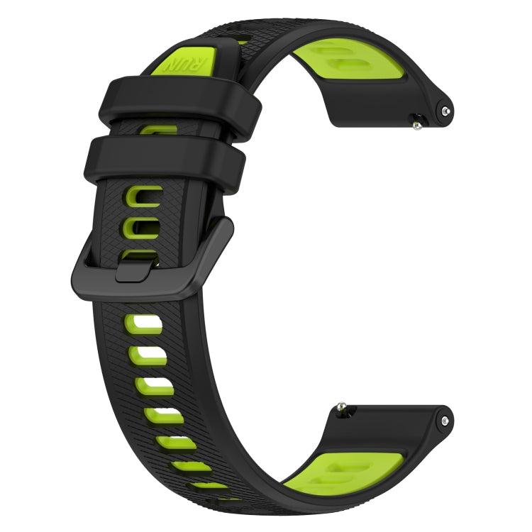 For Garmin Forerunner 265S 18mm Sports Two-Color Silicone Watch Band(Black+Green) -  by PMC Jewellery | Online Shopping South Africa | PMC Jewellery