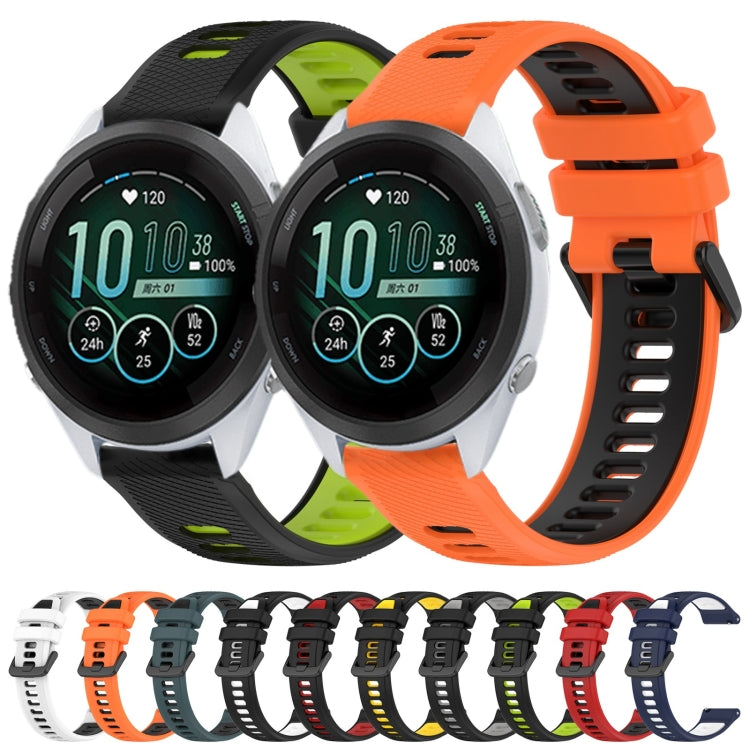 For Garmin Forerunner 265S 18mm Sports Two-Color Silicone Watch Band(Black+Green) -  by PMC Jewellery | Online Shopping South Africa | PMC Jewellery