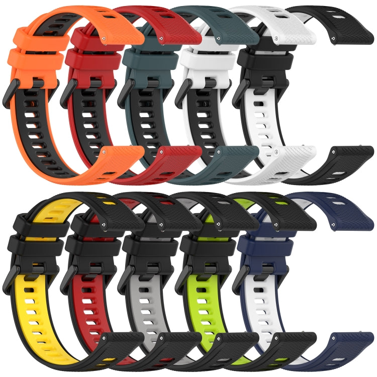 For Garmin Forerunner 265S 18mm Sports Two-Color Silicone Watch Band(Black+White) - Smart Wear by PMC Jewellery | Online Shopping South Africa | PMC Jewellery