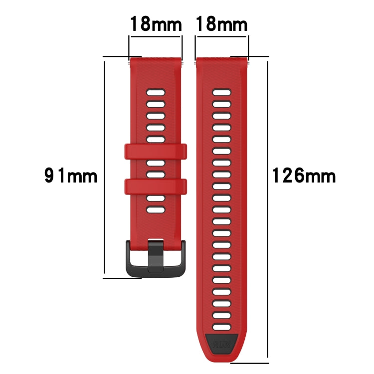 For Garmin Forerunner 265S Music 18mm Sports Two-Color Silicone Watch Band(Black+Red) - Smart Wear by PMC Jewellery | Online Shopping South Africa | PMC Jewellery