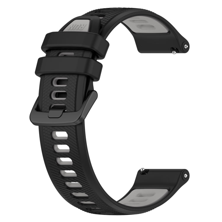 For Garmin Forerunner 265S Music 18mm Sports Two-Color Silicone Watch Band(Black+Grey) - Smart Wear by PMC Jewellery | Online Shopping South Africa | PMC Jewellery