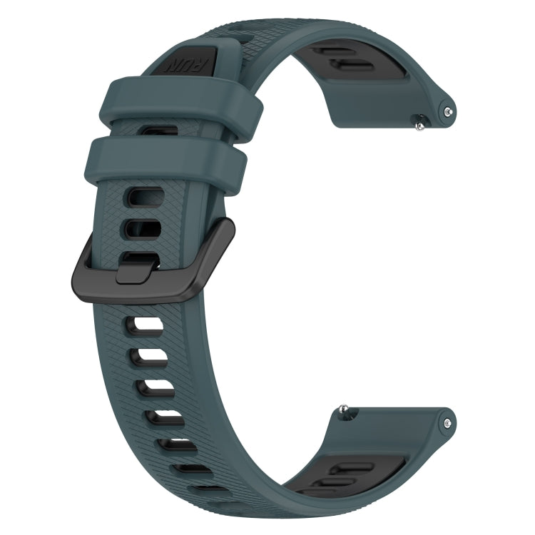 For Garmin Active S 18mm Sports Two-Color Silicone Watch Band(Olive Green+Black) - Smart Wear by PMC Jewellery | Online Shopping South Africa | PMC Jewellery