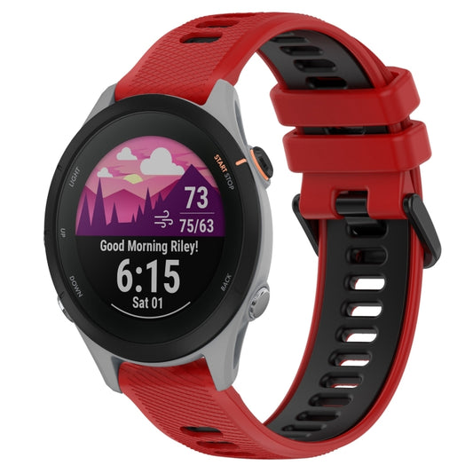 For Garmin Forerunner 255S 18mm Sports Two-Color Silicone Watch Band(Red+Black) - Smart Wear by PMC Jewellery | Online Shopping South Africa | PMC Jewellery
