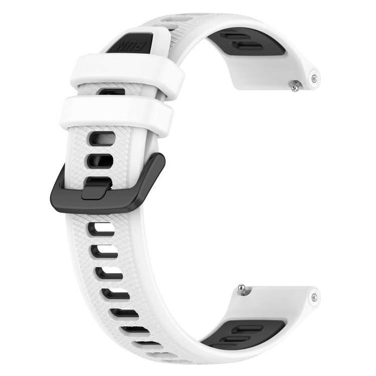 For Garmin Forerunner 255S Music 18mm Sports Two-Color Silicone Watch Band(White+Black) - Smart Wear by PMC Jewellery | Online Shopping South Africa | PMC Jewellery