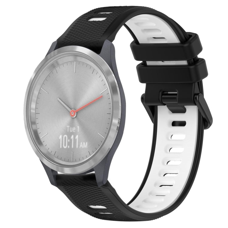 For Garmin Vivomove 3S 18mm Sports Two-Color Silicone Watch Band(Black+White) -  by PMC Jewellery | Online Shopping South Africa | PMC Jewellery