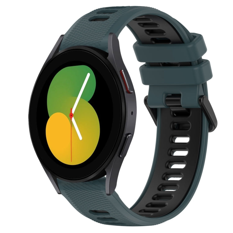 For Samsung Galaxy Watch5 44mm 20mm Sports Two-Color Silicone Watch Band(Olive Green+Black) - Smart Wear by PMC Jewellery | Online Shopping South Africa | PMC Jewellery
