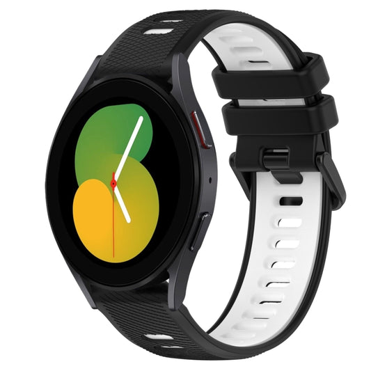 For Samsung Galaxy Watch5 44mm 20mm Sports Two-Color Silicone Watch Band(Black+White) - Smart Wear by PMC Jewellery | Online Shopping South Africa | PMC Jewellery