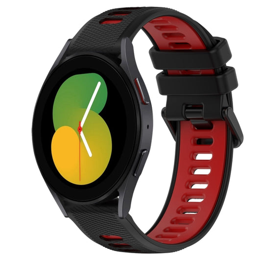 For Samsung Galaxy Watch5 44mm 20mm Sports Two-Color Silicone Watch Band(Black+Red) - Smart Wear by PMC Jewellery | Online Shopping South Africa | PMC Jewellery