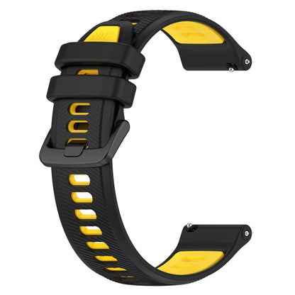 For Samsung Galaxy Watch5 44mm 20mm Sports Two-Color Silicone Watch Band(Black+Yellow) - Smart Wear by PMC Jewellery | Online Shopping South Africa | PMC Jewellery