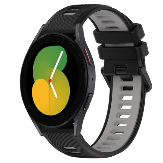 For Samsung Galaxy Watch5 44mm 20mm Sports Two-Color Silicone Watch Band(Black+Grey) - Smart Wear by PMC Jewellery | Online Shopping South Africa | PMC Jewellery