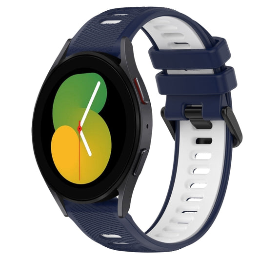 For Samsung Galaxy Watch5 44mm 20mm Sports Two-Color Silicone Watch Band(Midnight Blue+White) - Smart Wear by PMC Jewellery | Online Shopping South Africa | PMC Jewellery