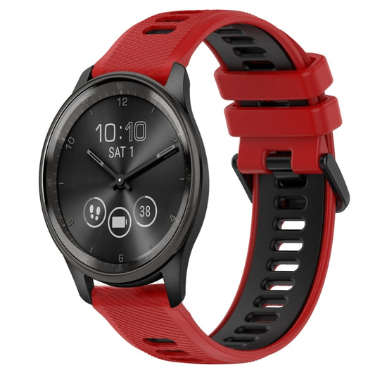 For Garmin Vivomove Trend 20mm Sports Two-Color Silicone Watch Band(Red+Black) - Smart Wear by PMC Jewellery | Online Shopping South Africa | PMC Jewellery