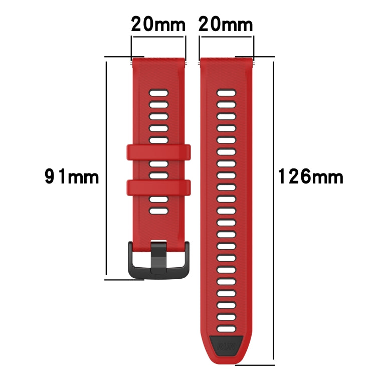 For Garmin Vivomove Sport 20mm Sports Two-Color Silicone Watch Band(Black+Red) - Smart Wear by PMC Jewellery | Online Shopping South Africa | PMC Jewellery