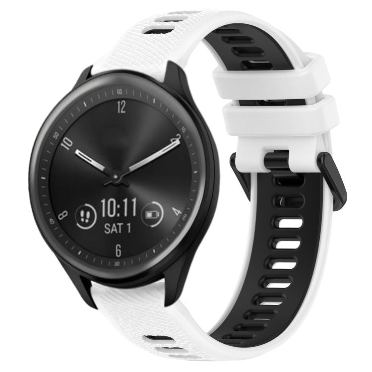 For Garmin Vivomove Sport 20mm Sports Two-Color Silicone Watch Band(White+Black) - Smart Wear by PMC Jewellery | Online Shopping South Africa | PMC Jewellery