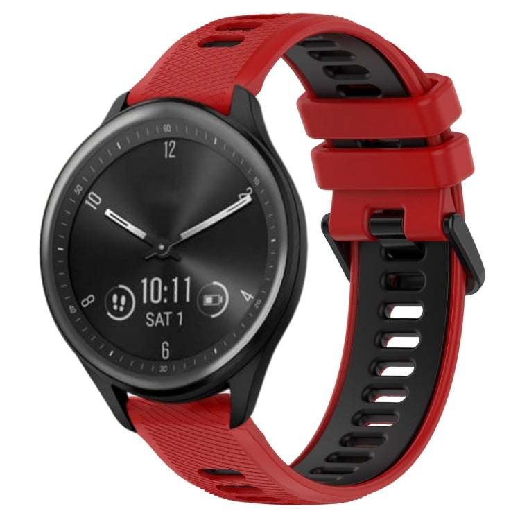 For Garmin Vivomove Sport 20mm Sports Two-Color Silicone Watch Band(Red+Black) - Smart Wear by PMC Jewellery | Online Shopping South Africa | PMC Jewellery