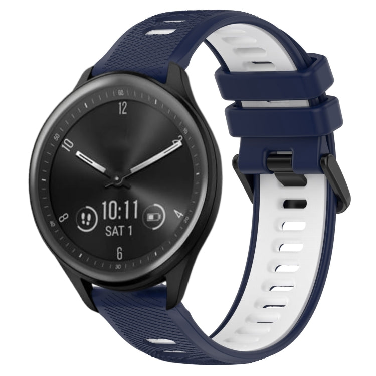 For Garmin Vivomove Sport 20mm Sports Two-Color Silicone Watch Band(Midnight Blue+White) -  by PMC Jewellery | Online Shopping South Africa | PMC Jewellery