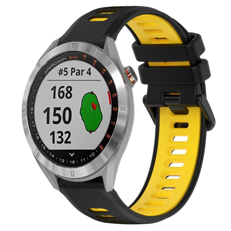 For Garmin Approach S40 20mm Sports Two-Color Silicone Watch Band(Black+Yellow) - Smart Wear by PMC Jewellery | Online Shopping South Africa | PMC Jewellery