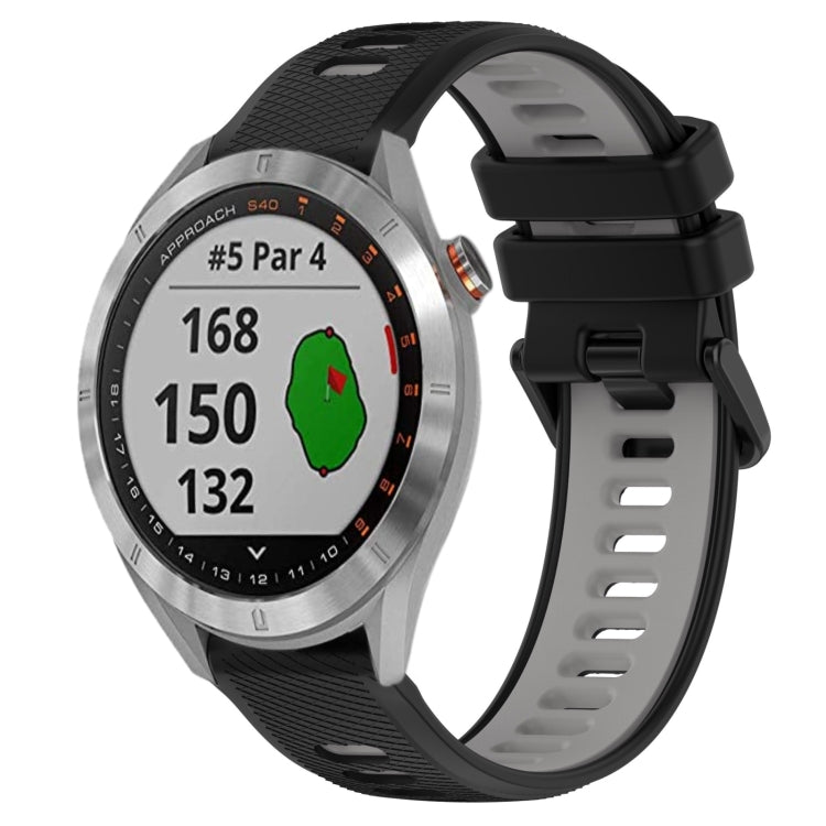 For Garmin Approach S40 20mm Sports Two-Color Silicone Watch Band(Black+Grey) - Smart Wear by PMC Jewellery | Online Shopping South Africa | PMC Jewellery