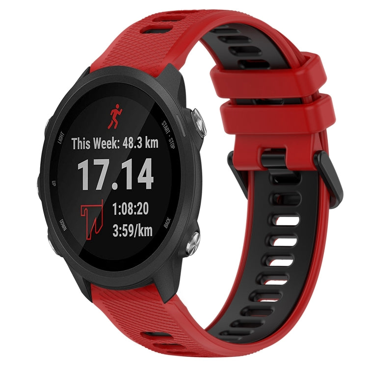 For Garmin Forerunner 245 Music 20mm Sports Two-Color Silicone Watch Band(Red+Black) - Smart Wear by PMC Jewellery | Online Shopping South Africa | PMC Jewellery