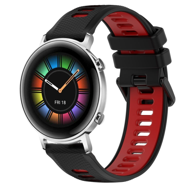 For Huawei Watch GT2 42mm 20mm Sports Two-Color Silicone Watch Band(Black+Red) - Smart Wear by PMC Jewellery | Online Shopping South Africa | PMC Jewellery