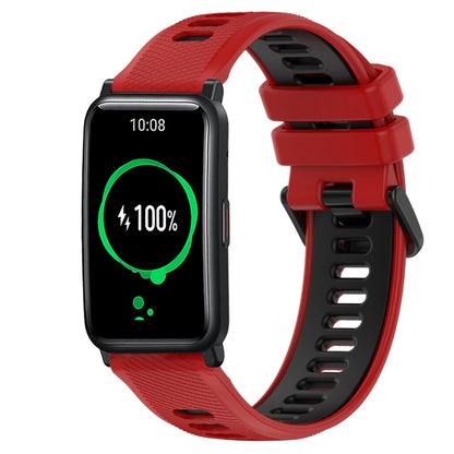 For Honor Watch ES 20mm Sports Two-Color Silicone Watch Band(Red+Black) - Smart Wear by PMC Jewellery | Online Shopping South Africa | PMC Jewellery