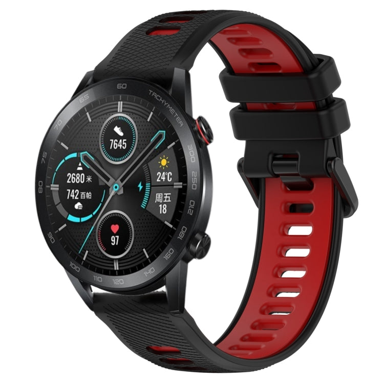 For Honor Magic Watch2 42mm 20mm Sports Two-Color Silicone Watch Band(Black+Red) - Smart Wear by PMC Jewellery | Online Shopping South Africa | PMC Jewellery