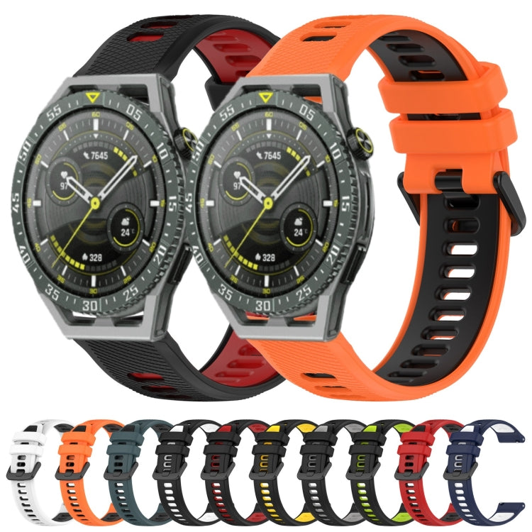 For Huawei Watch 3 Pro 22mm Sports Two-Color Silicone Watch Band(Olive Green+Black) - Smart Wear by PMC Jewellery | Online Shopping South Africa | PMC Jewellery
