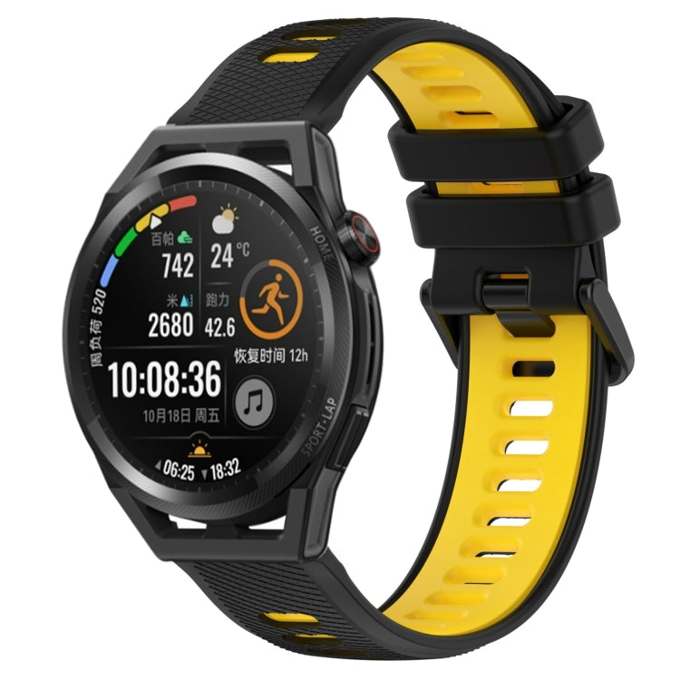 For Huawei Watch GT Runner 22mm Sports Two-Color Silicone Watch Band(Black+Yellow) -  by PMC Jewellery | Online Shopping South Africa | PMC Jewellery