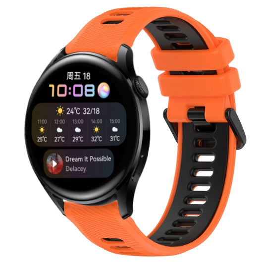 For Huawei Watch 3 22mm Sports Two-Color Silicone Watch Band(Orange+Black) - Smart Wear by PMC Jewellery | Online Shopping South Africa | PMC Jewellery