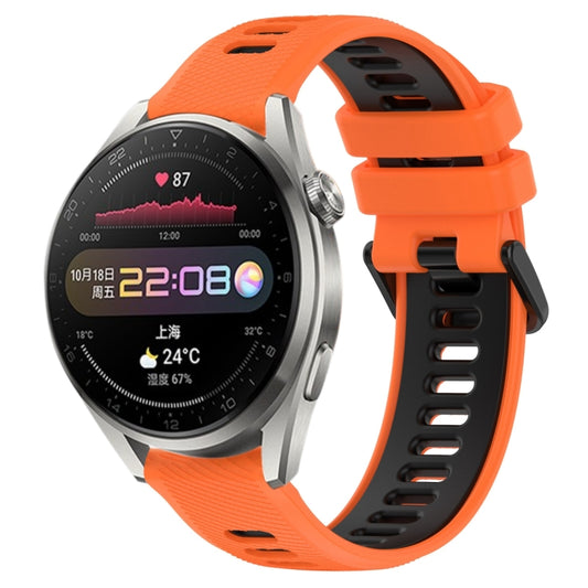 For Huawei Watch 3 Pro 22mm Sports Two-Color Silicone Watch Band(Orange+Black) - Watch Bands by PMC Jewellery | Online Shopping South Africa | PMC Jewellery