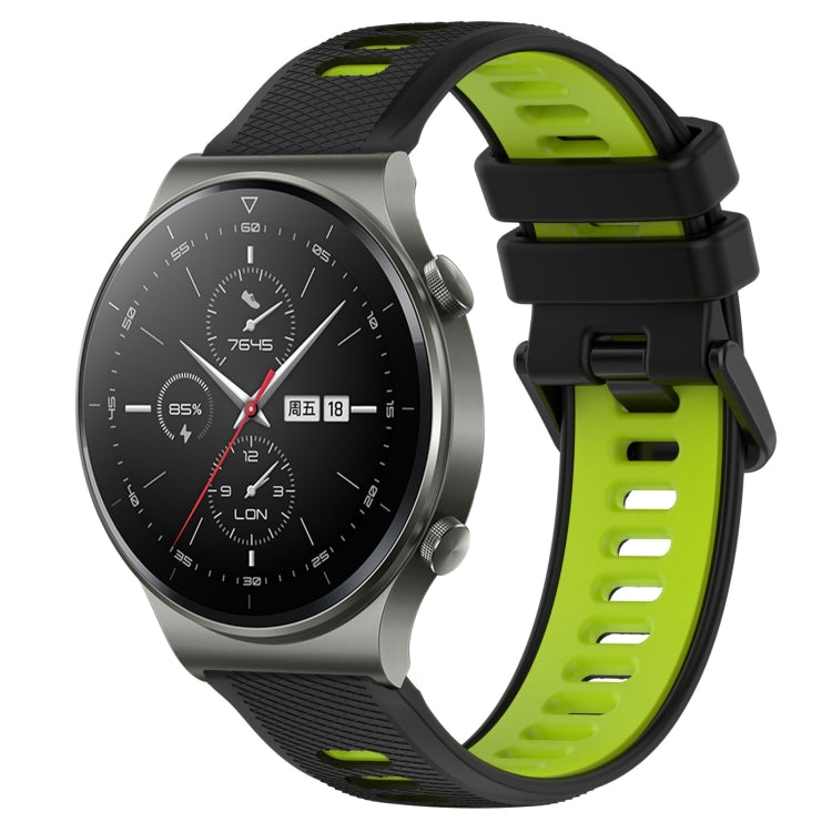 For Huawei GT2 Pro 22mm Sports Two-Color Silicone Watch Band(Black+Green) - Smart Wear by PMC Jewellery | Online Shopping South Africa | PMC Jewellery