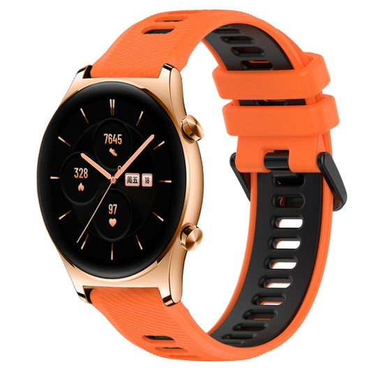 For Honor Watch GS 3 22mm Sports Two-Color Silicone Watch Band(Orange+Black) - Smart Wear by PMC Jewellery | Online Shopping South Africa | PMC Jewellery